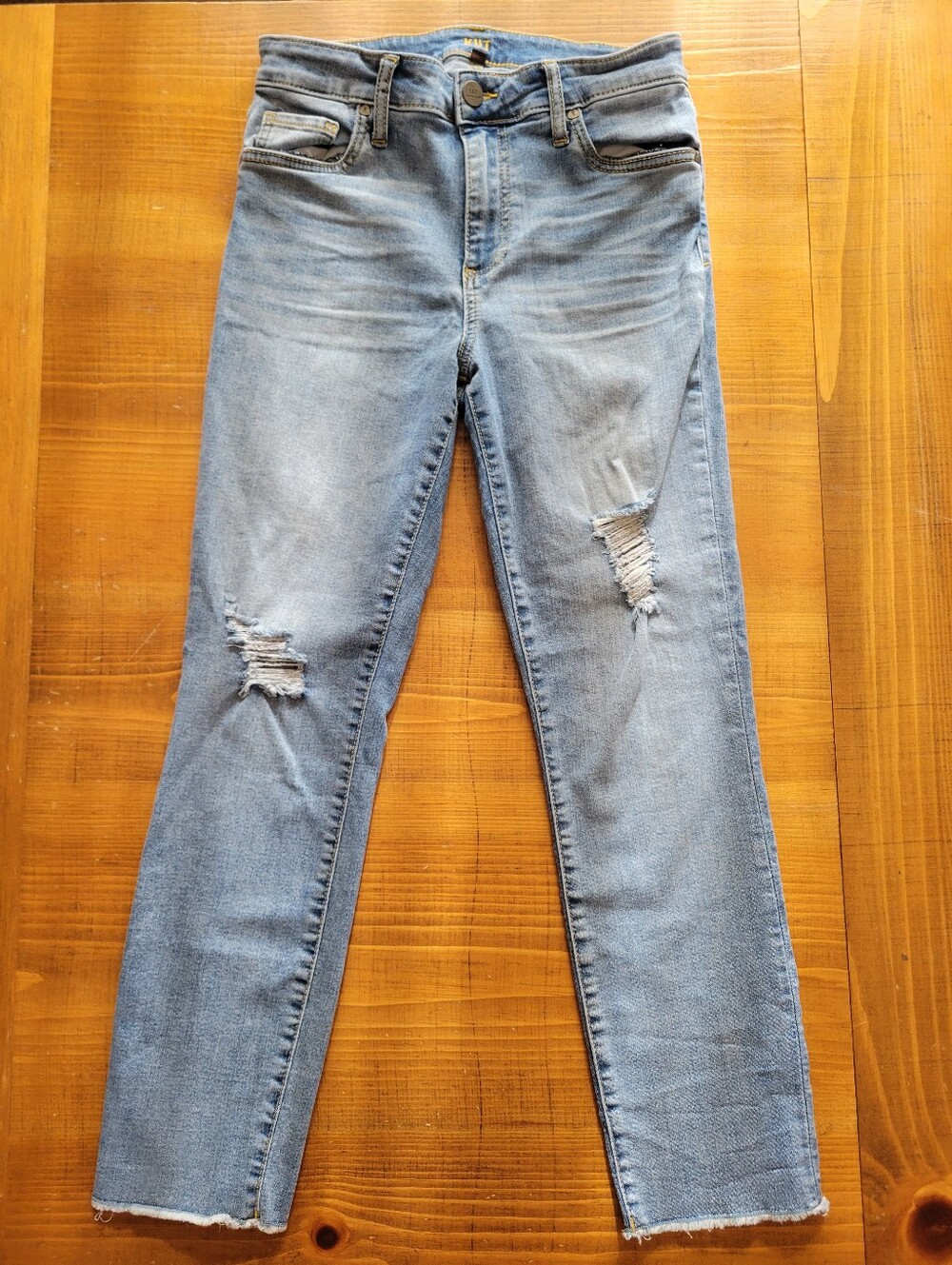 Kut From The Kloth High Rise Crop Straight Leg Jeans Size 2 Light Wash Inseam 26